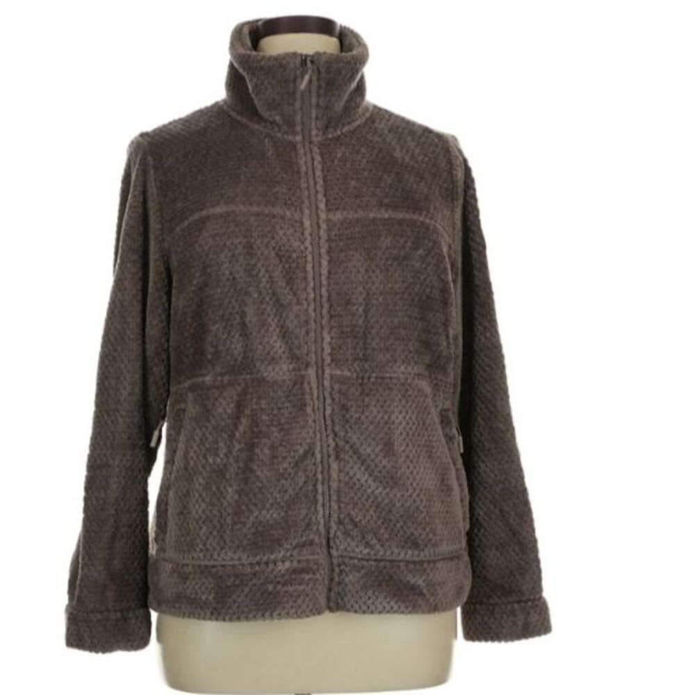 Free Country xl brown fleece jacket cozy zipper front fall coat